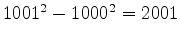 $1001^{2}-1000=2001$