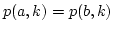 $ p(a,k)=p(b,k)$